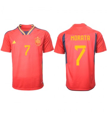 Lacne Muži Futbalové dres Španielsko Alvaro Morata #7 MS 2022 Krátky Rukáv - Domáci